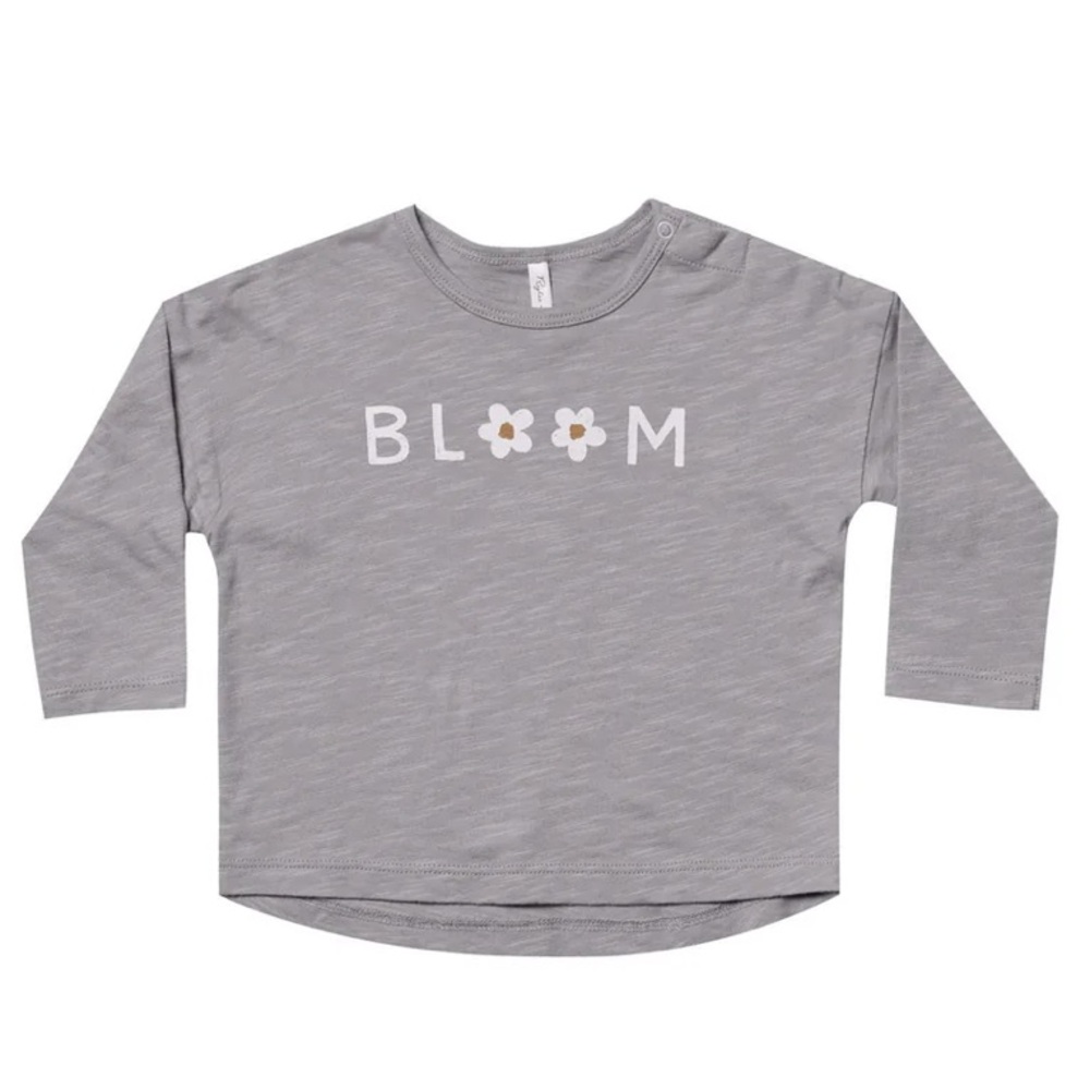 Rylee + Cru Gray Long Sleeve Tee with 'Bloom' Design